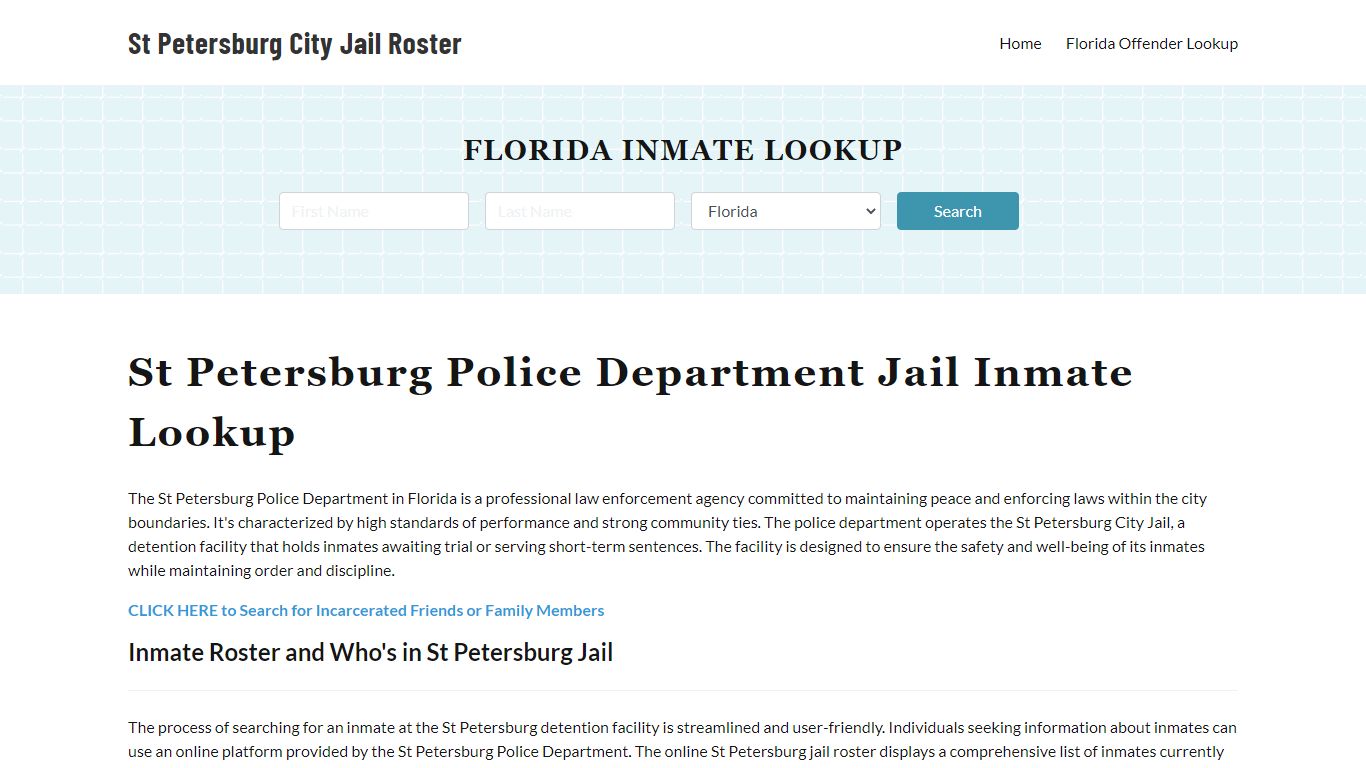 St Petersburg Police Department & City Jail, FL Inmate Roster, Arrests ...